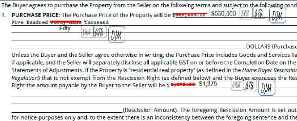 contract with strikethrough text