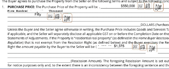 contract with masked areas